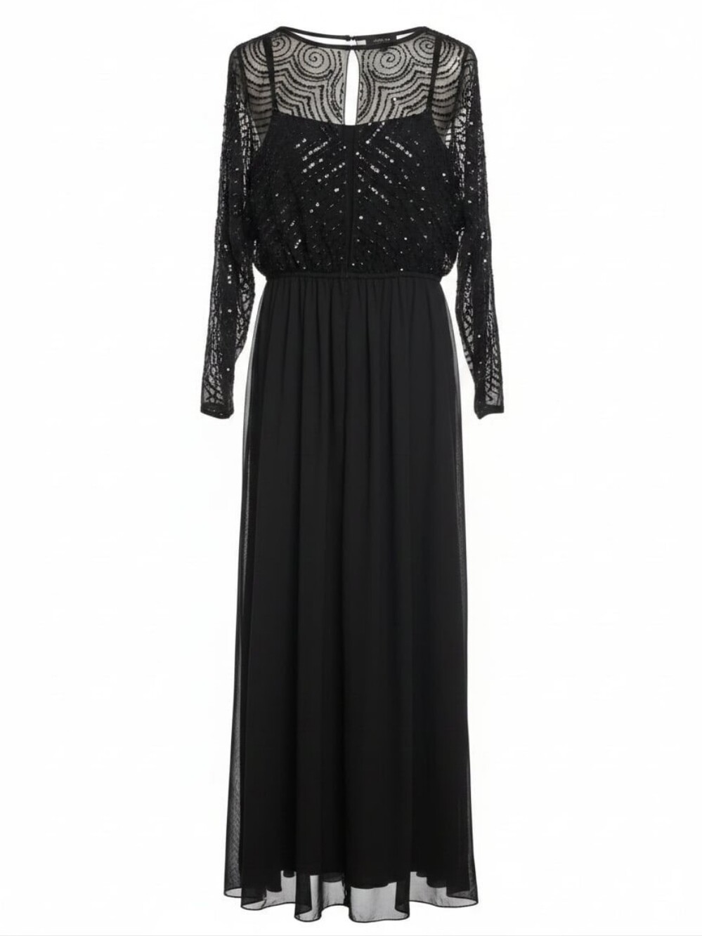 Vintage Jack Bryan Black Sequin Sheer Lined Chiffon Gown